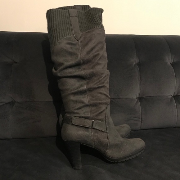 AEROSOLES Shoes - Aerosoles grey suede slouch boots w/ heel, size 8
